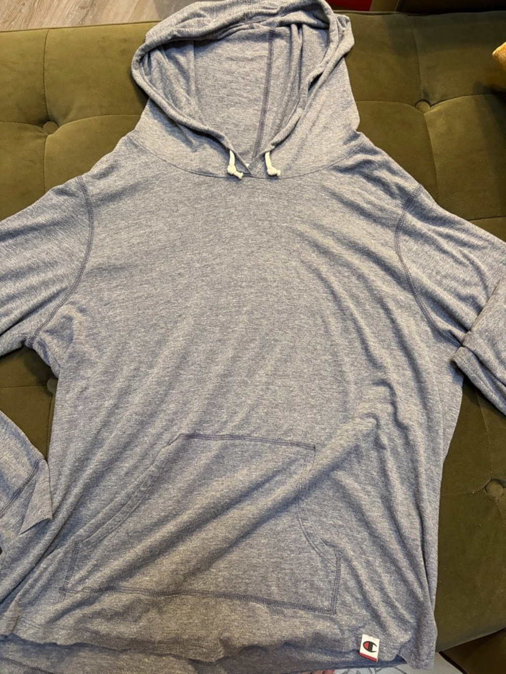 Champion Light Heather Gray Pullover Hoodie, Size XL